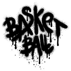 graffiti Basketball text sprayed in black over white. © tedi