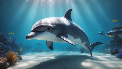 Fototapeta premium daisy the dreamy dolphin a dolphin who explores dreams cinematic concept art