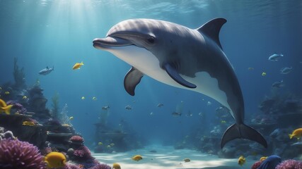 Fototapeta premium daisy the dreamy dolphin a dolphin who explores dreams cinematic concept art