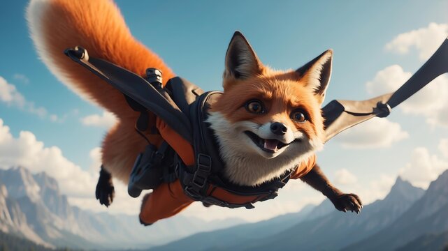 fritz the flying fox a fox with the ability to fly and cinematic concept art
