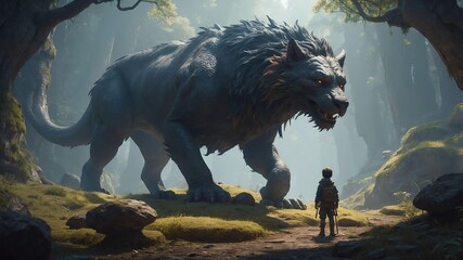 max and the mythic pets a boy caring for mythical crea cinematic concept art