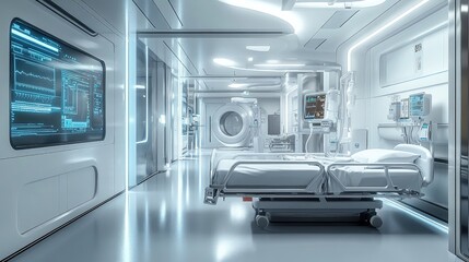 High-tech hospital room with automated monitoring systems