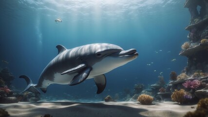 Naklejka premium oliver the ocean oracle a wise dolphin who can predict cinematic concept art