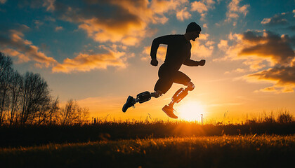 Inspirational Paralympic Athlete Running under Sunlight paralympic