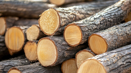 Close-Up Image of Piled Chopped Timber Logs