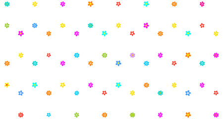 Colorful funny seamless pattern with flowers on white background wrapping paper, flyer, poster, cover design, sticker, fabric, textile and toys. Colorful childish illustration for design.