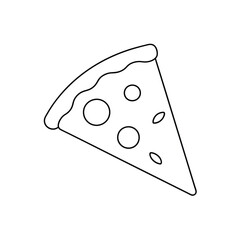 Single line art drawing of a pizza vector illustration on white background.
