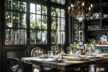 Elegant Dining Room with Window View