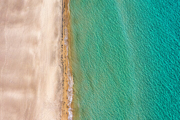 Aerial view of Baia dei Turchi, Puglia region, Italy. Turkish Bay (or Baia dei Turchi), this coast...