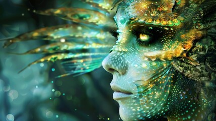 Imaginative depiction of a human with fish-like features and luminescent scales