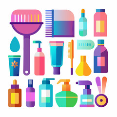 Set of personal hygiene Combs and hair dryer sponge Beauty aesthetics vector