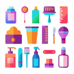 Set of personal hygiene Combs and hair dryer sponge Beauty aesthetics vector