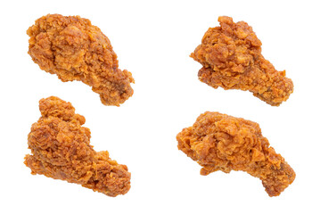 Set of spicy chicken wings isolated on transparent background