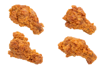 Set of spicy chicken wings isolated on transparent background