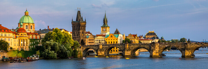 Charles Bridge, Old Town and Old Town Tower of Charles Bridge, Prague, Czech Republic. Prague old town and iconic Charles bridge, Czech Republic. Charles Bridge (Karluv Most) and Old Town Tower. © daliu