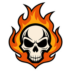  Skull with flames vector illustration 
