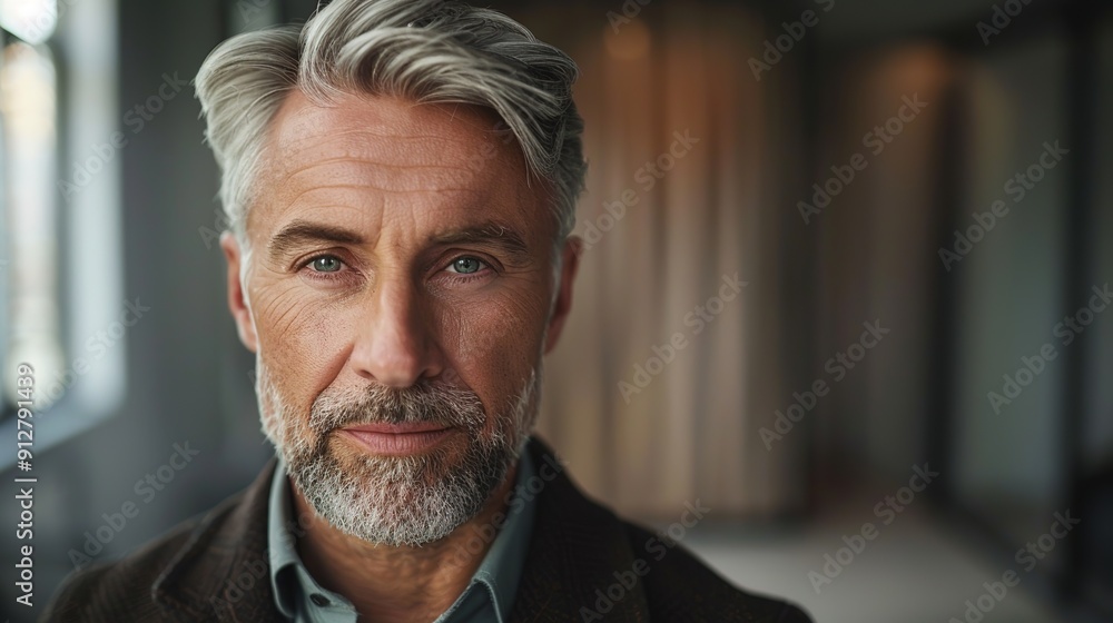 Wall mural Portrait of a mature man with a serious expression