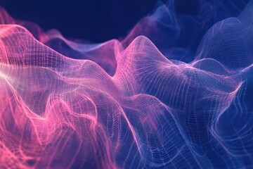 Fototapeta premium A captivating blend of vibrant waves in pink and blue, showcasing fluid motion and depth, perfect for abstract backgrounds.