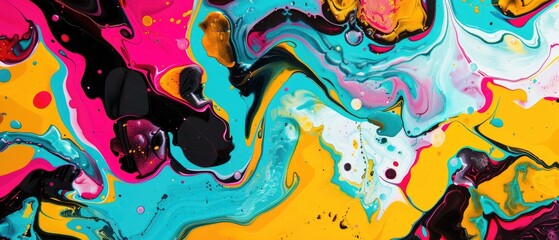 Obraz premium Vibrant abstract painting with bold colors and swirling patterns, perfect for backgrounds, art projects, and creative designs.