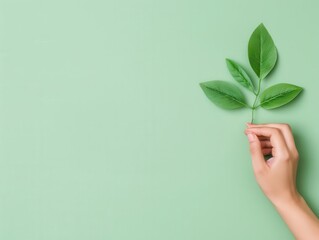 Entrepreneur pitching a green initiative, right-aligned, pastel background, high resolution
