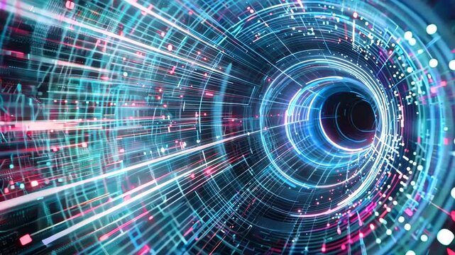 Futuristic Digital Data Tunnel