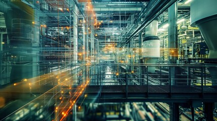 Fototapeta premium Industrial automation, reducing human errors, abstract background
