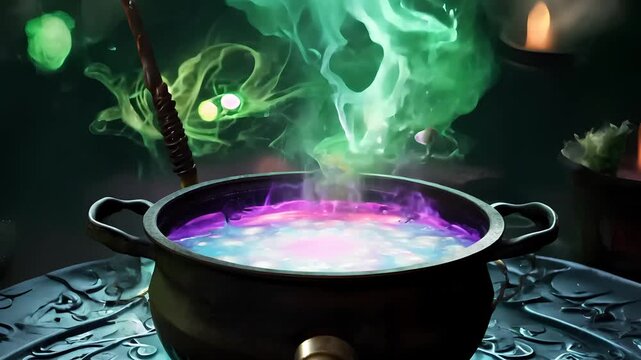 Spooky forest scene with a potion