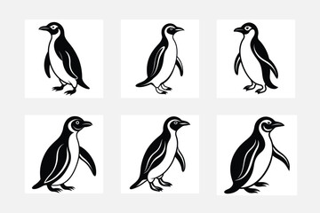 Stylish Penguin Silhouettes for Minimalist Artwork
