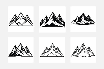 Stunning Mountain Silhouette Artwork Set on White Background
