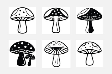 Stunning mushroom silhouettes for your white background collection
