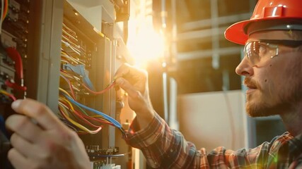 Electrician Repairing Industrial Control Panel
