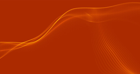 Futuristic dot wave. Abstract digital particle wave. Technology background. Colored musical wave. Light background. Digital background with smooth, wavy curves. 3D rendering