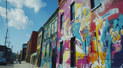 Obraz premium Vibrant Street Art on Urban Buildings