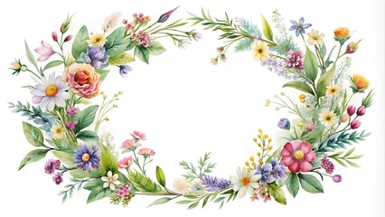 A Watercolor Wildflower Wreath: A Delicate Embrace of Nature's Beauty  Generative AI
