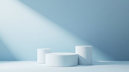 3D Illustration of a Minimalist Podium Against a Blue Background for Product Display
