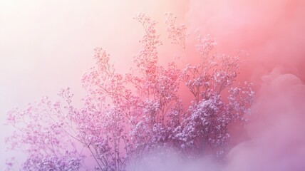 Delicate Pink Flowers Against a Soft Pastel Background at Dusk