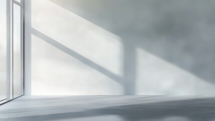 Obraz premium Bright Minimalistic Interior With Floor-to-Ceiling Windows Casting Long Shadows at Dusk