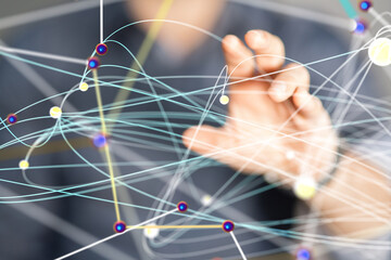 Global network. Blockchain. 3D illustration. Neural networks and artificial intelligence. Abstract