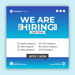 We are hiring job vacancy social media post design template