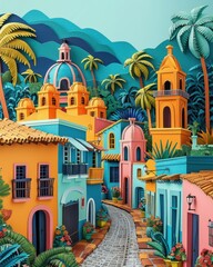 Obraz premium Origami Paper Illustration of Oaxaca, Mexico
