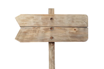 Rustic Wooden Arrow Signboard Isolated on White Background
