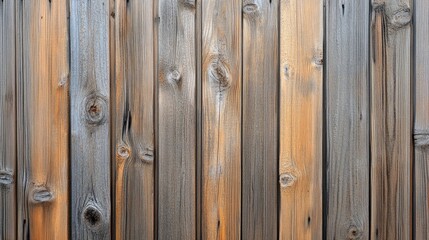 Fototapeta premium Close-up of a wooden fence, highlighting the grain and texture of the wood planks