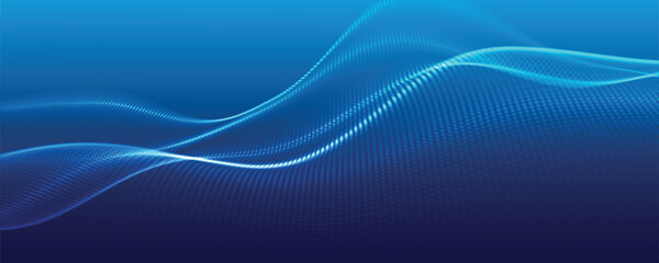 Futuristic dot wave. Abstract digital particle wave. Technology background. Colored musical wave. Light background. Digital background with smooth, wavy curves. 3D vector illustration