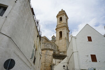 Bell tower of Locorotondo Cathedral, Puglia, Italy