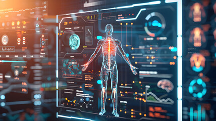 Futuristic Technology Interface A Digital Future Health Graphic on a Screen with Body Infographic Element Design