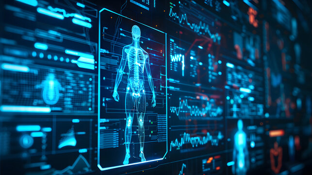 Futuristic Technology Interface A Digital Future Health Graphic on a Screen with Body Infographic Element Design