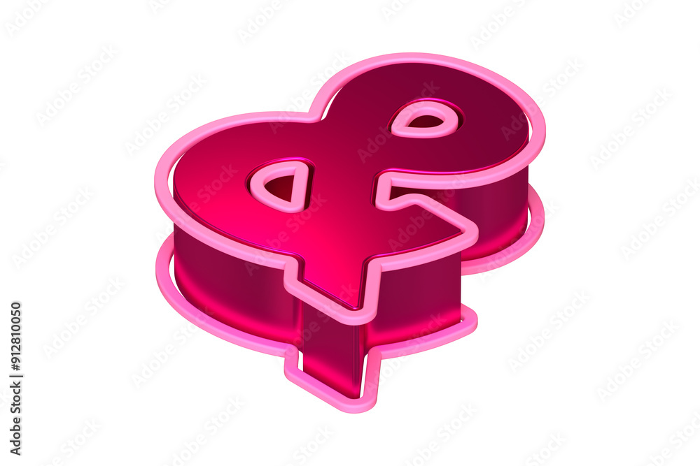 Poster isometric font 3d ampersand icon design in shiny magenta. high quality 3d rendering display font sui