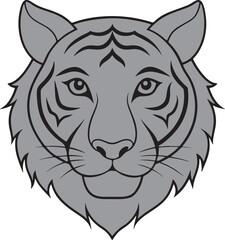 Tiger head vector art illustration on a white background