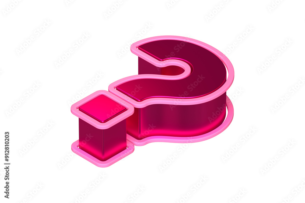 Poster isometric icon of an interrogation sign in bright magenta. high quality 3d rendering display font su