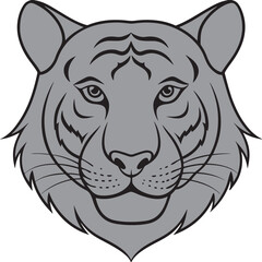 Tiger head vector art illustration on a white background